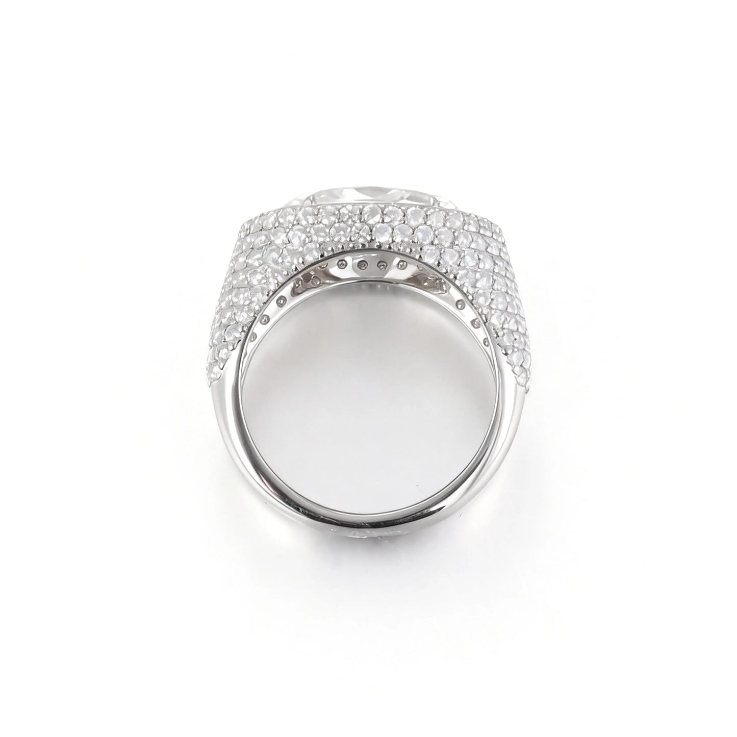 Marquise Cut Moissanite Engagement Ring, 925 Sterling Silver Full Pavé Dome Statement Ring