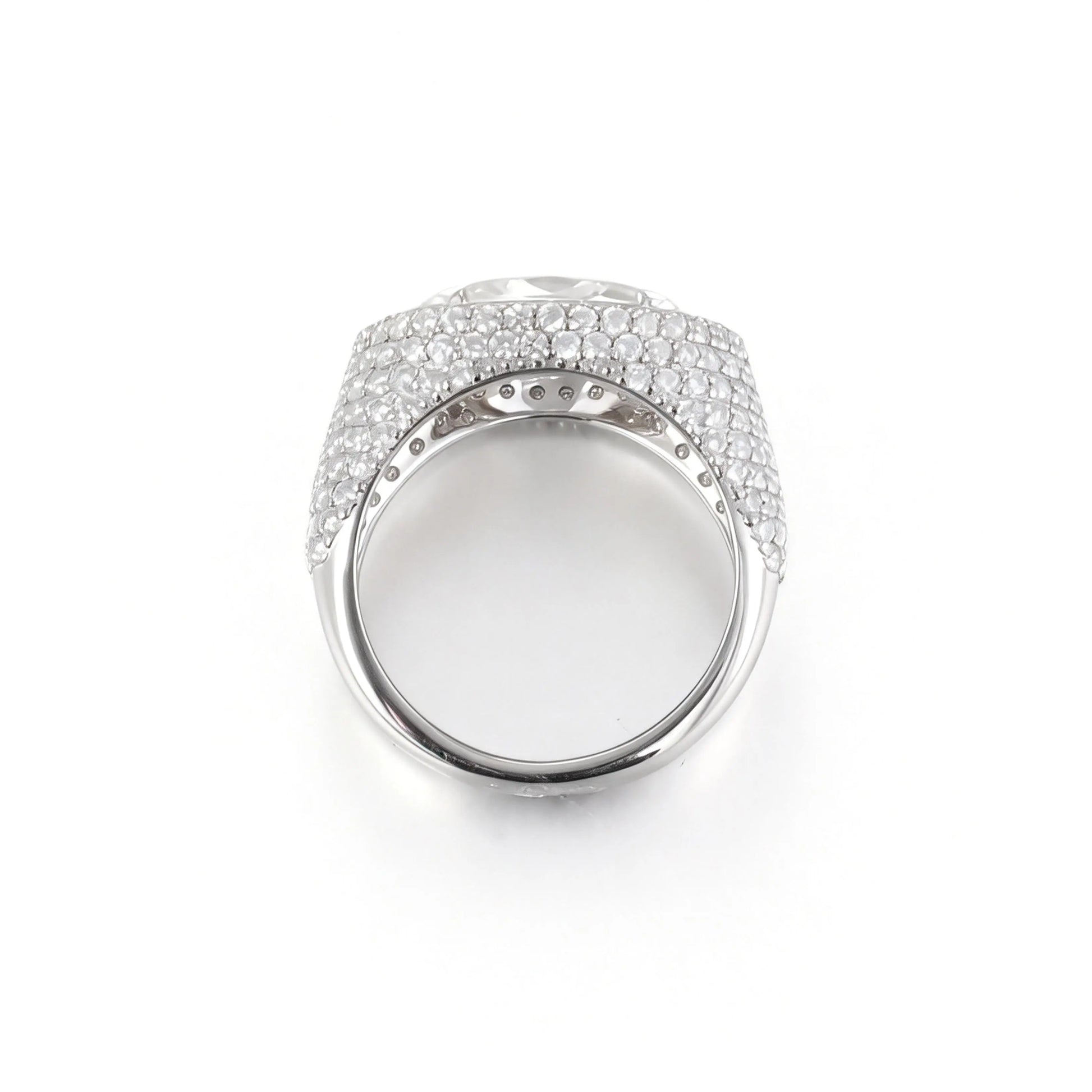 Marquise Cut Moissanite Engagement Ring, 925 Sterling Silver Full Pavé Dome Statement Ring