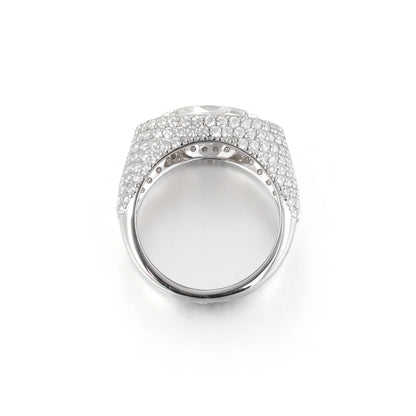 Marquise Cut Moissanite Engagement Ring, 925 Sterling Silver Full Pavé Dome Statement Ring