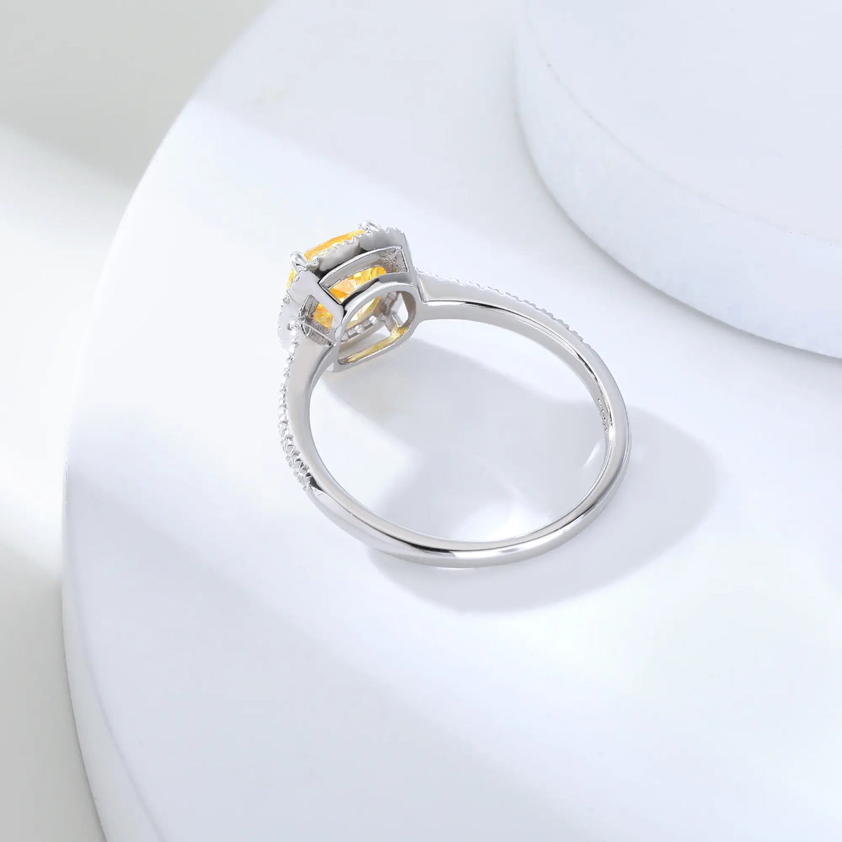 Cushion-Cut Yellow Moissanite Ring in 925 Sterling Silver