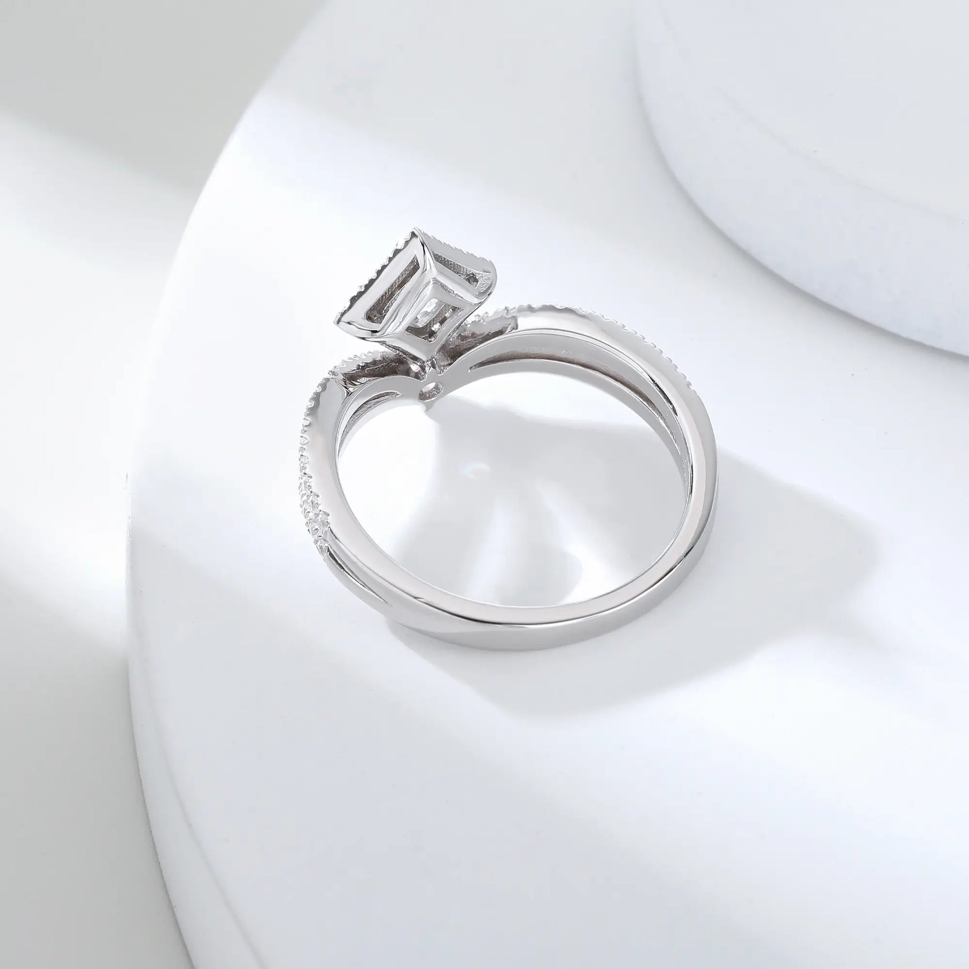 Princess Crown Ring, Curved Band Engagement and Wedding Ring Set Round Moissanite 925 Silver