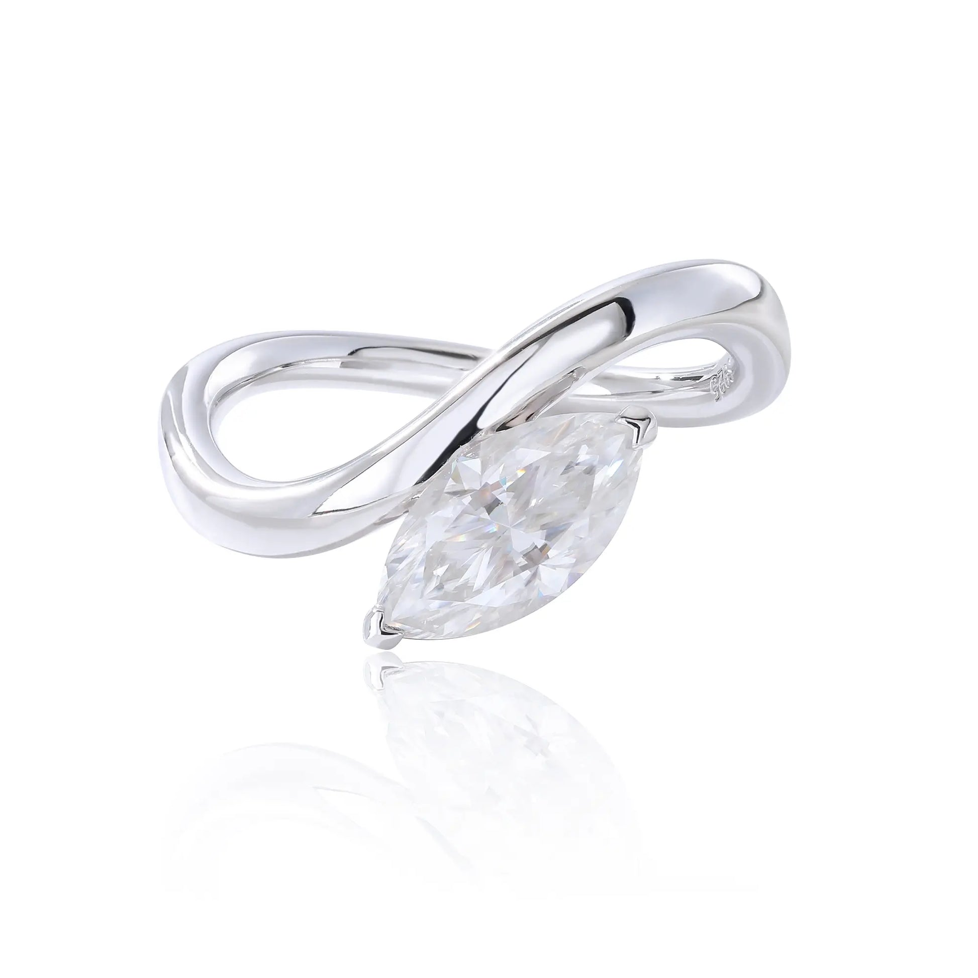 Marquise Moissanite Ring, 925 Sterling Silver Moissanite Marquise Ring Solitaire