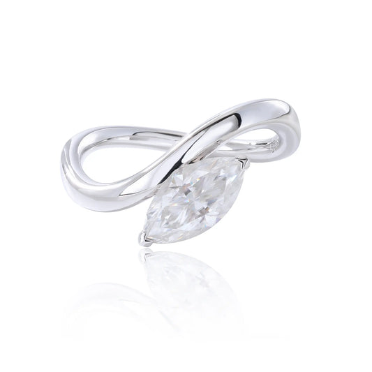 Marquise Moissanite Ring, 925 Sterling Silver Moissanite Marquise Ring Solitaire