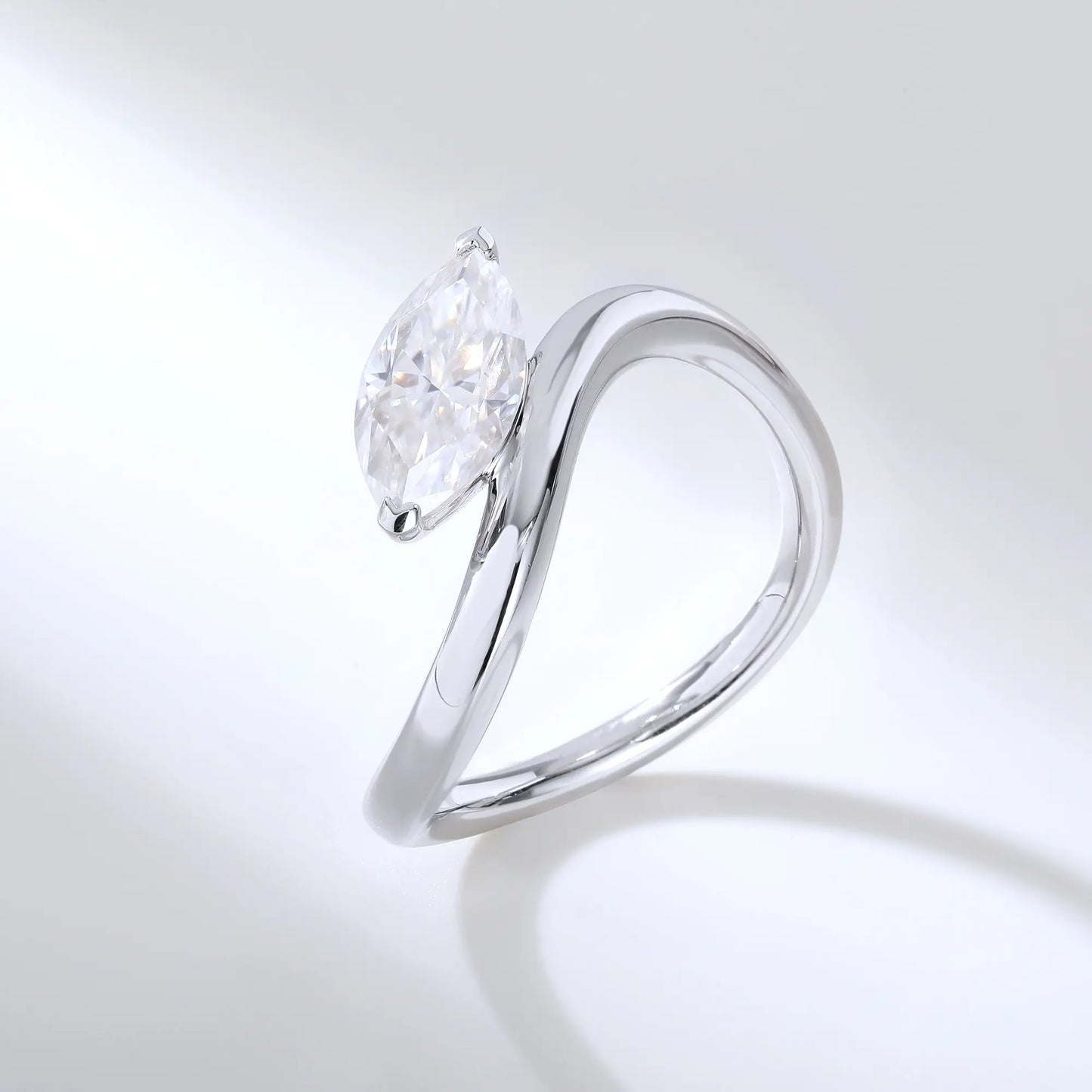 Marquise Moissanite Ring, 925 Sterling Silver Moissanite Marquise Ring Solitaire