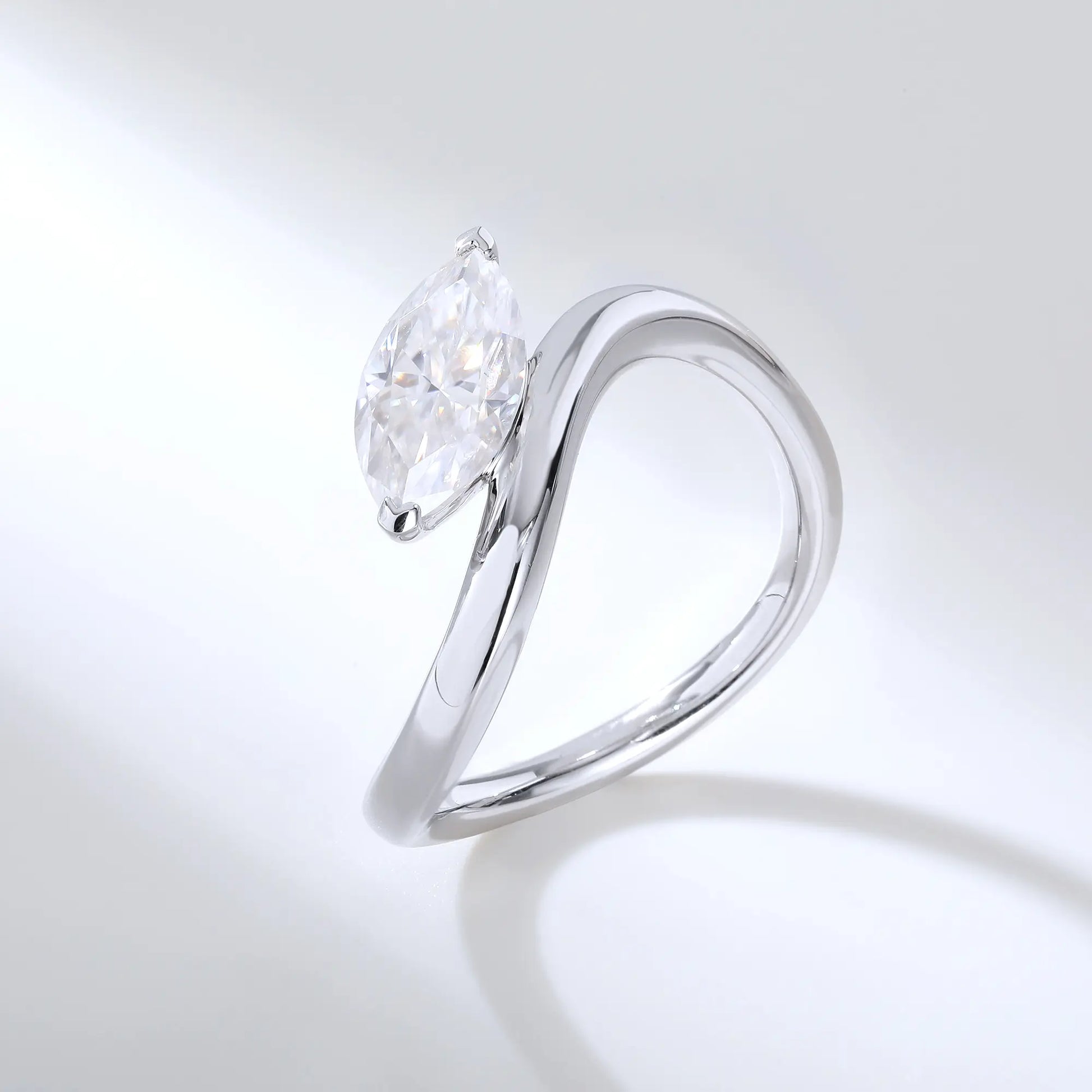 Marquise Moissanite Ring, 925 Sterling Silver Moissanite Marquise Ring Solitaire