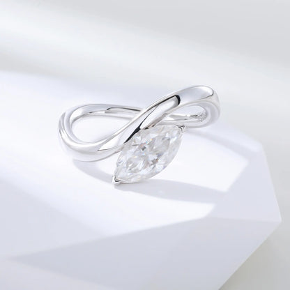 Marquise Moissanite Ring, 925 Sterling Silver Moissanite Marquise Ring Solitaire