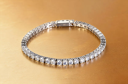 Tennis Bracelet Moissanite, 2mm 925 Sterling Silver Round Cut Moissanite Bracelet