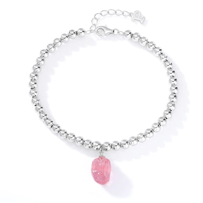 Sterling Silver Bead Ball Chain Bracelet, Silver Beaded Bracelet with Heart Charm Style