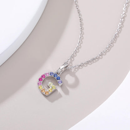 Vibrant lab-grown sapphire "G" pendant | Sterling silver initial necklace