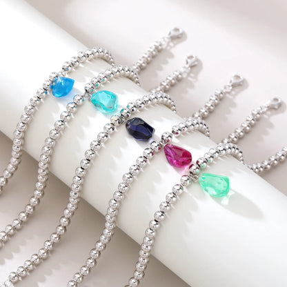 Sterling Silver Bead Ball Chain Bracelet, Silver Beaded Bracelet with Heart Charm Style