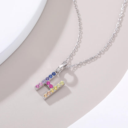 Vibrant lab-grown sapphire "H" pendant | Sterling silver initial necklace