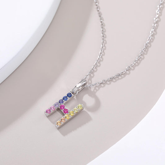 Vibrant lab-grown sapphire "H" pendant | Sterling silver initial necklace